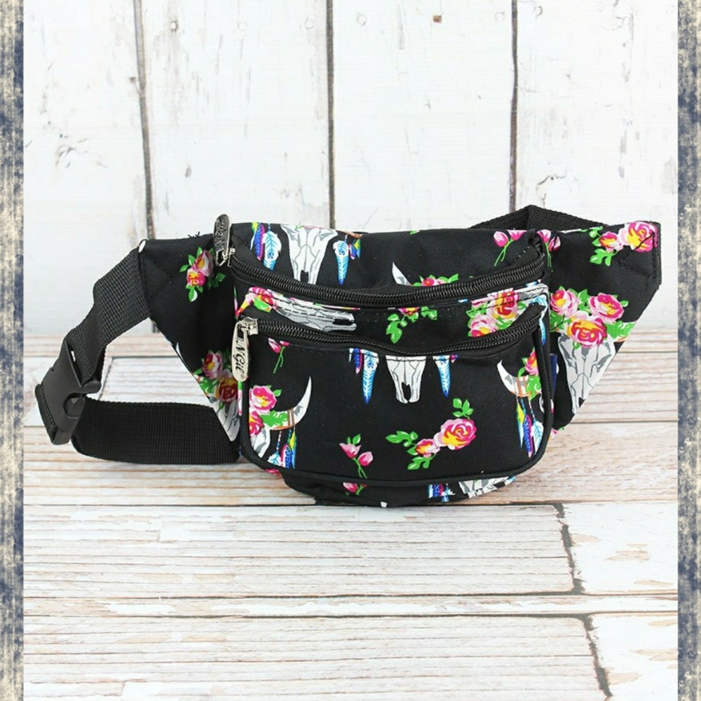Free Spirit boho cow skull western people Steer Head bag fanny pack